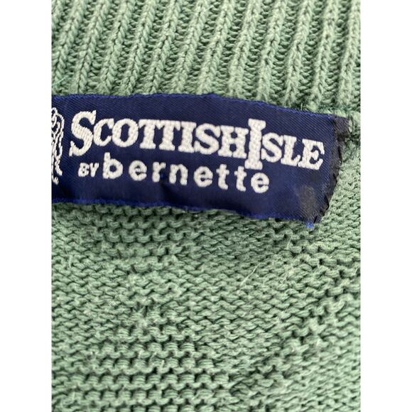 Vintage Scottish Isle Green Embroidered Golfing L S Green Sweater Read - Picture 4 of 7